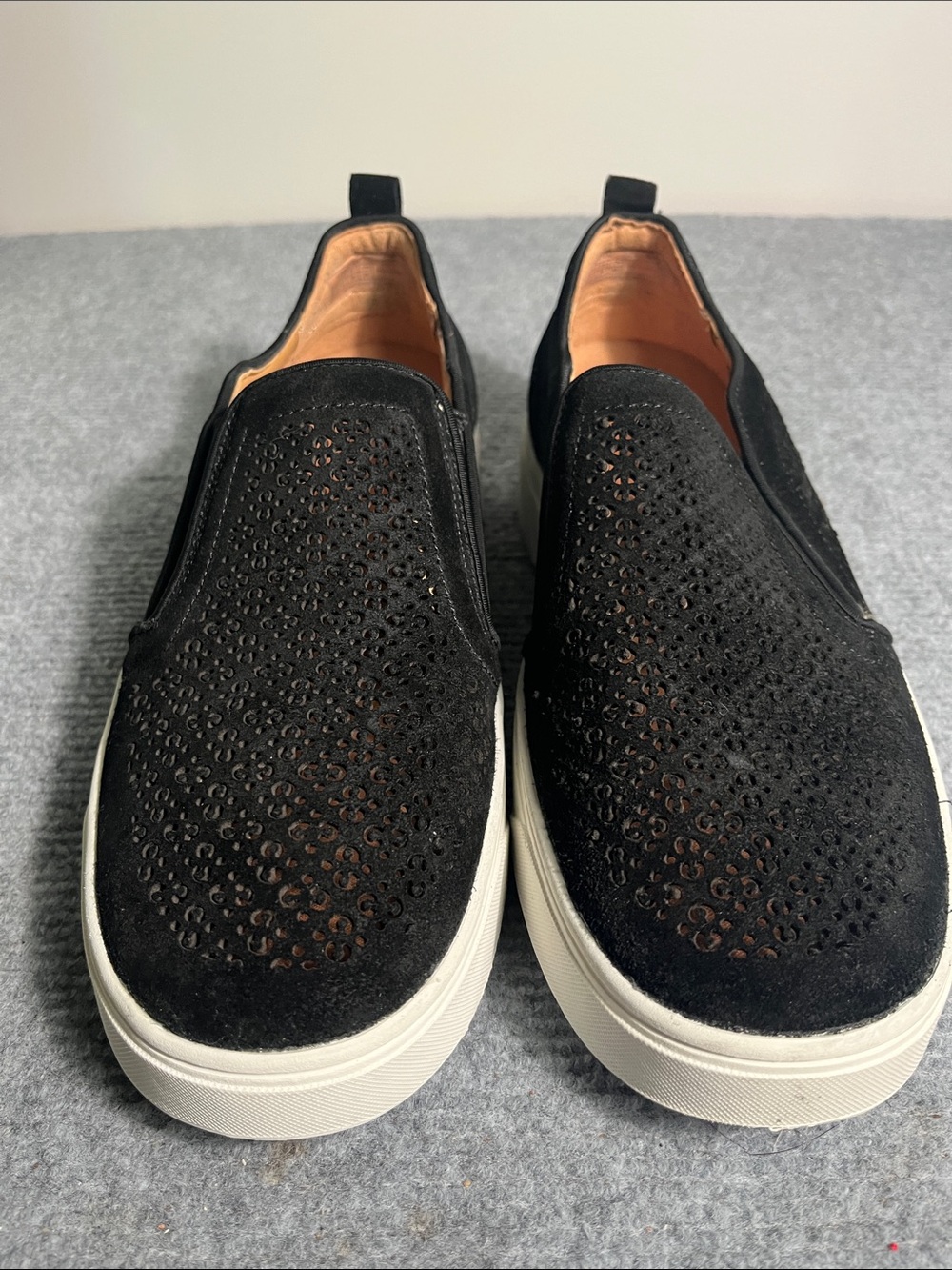 Vionic Black Suede Slip-On Women's Sneakers with Perforated Detailing
